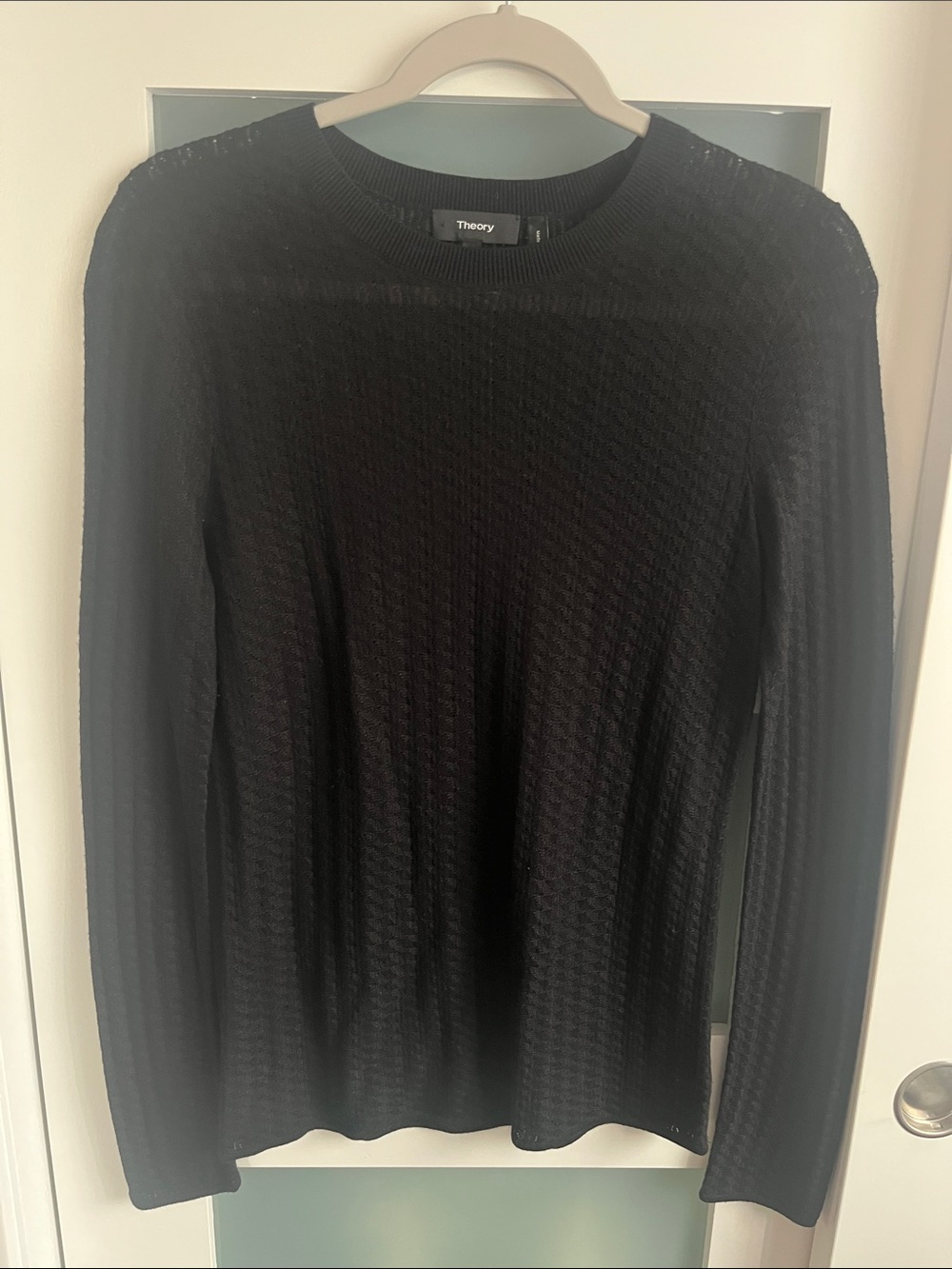 Theory Women’s Black Textured Crewneck Sweater